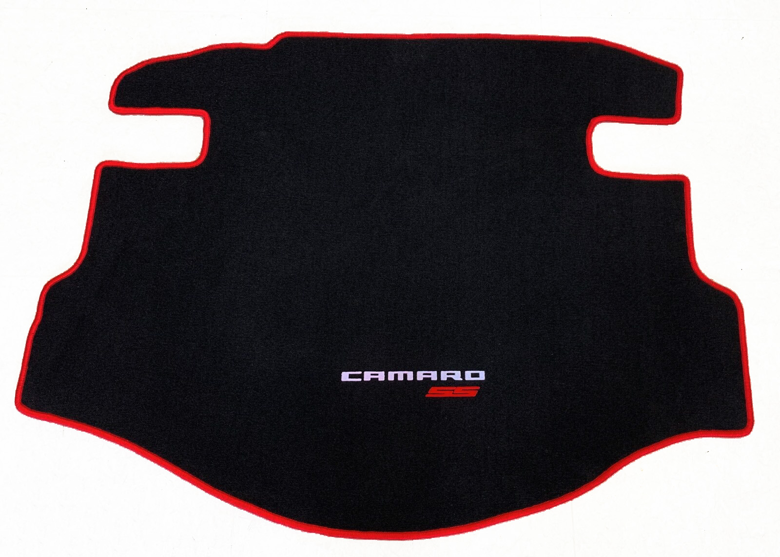 Kofferraumteppich für ein Chevrolet Camaro 10-15 mit SS Logo in weiss-rot. Eine Kofferraummatte für ein Chevrolet Camaro 10-15 mit SS Logo in weiss-rot.
