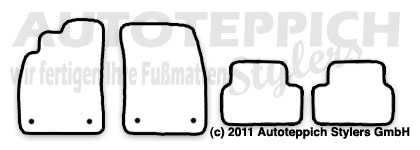 Das Schnittmuster für Fussmatten Chevrolet Cruze_2009-