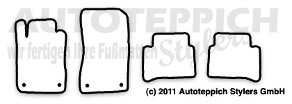 Das Schnittmuster für Fussmatten Mercedes-Benz W211 S211 Fl_2006-2009