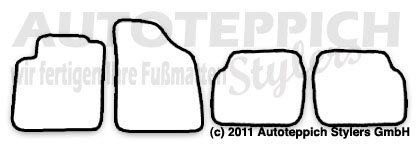 Das Schnittmuster für Fussmatten Hyundai i10_2008-2014