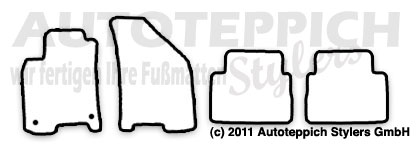 Das Schnittmuster für Fussmatten Chevrolet Daewoo Nubira_2004-2010