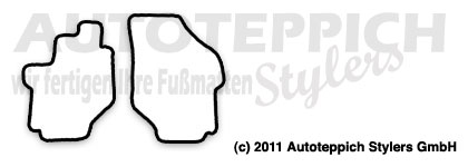 Das Schnittmuster für Fussmatten Hyundai Trajet 2tlg._1999-2008