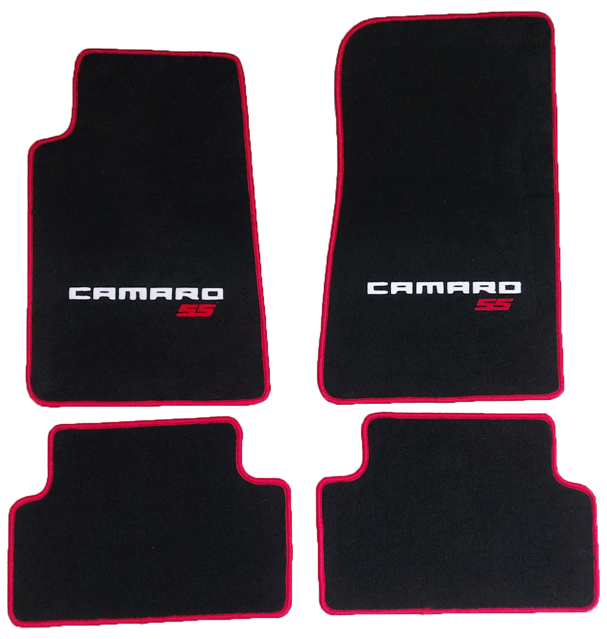 Velours Fußmatten für Chevrolet Camaro Cabriolet 2010-2015 Camaro SS weiss/rot Velours Fußmatten für Chevrolet Camaro Cabriolet 2010-2015 Camaro SS weiss/rot
