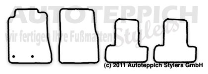 Das Schnittmuster für Fussmatten Ford Mustang5 2.Gen._2010-