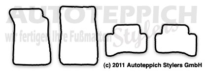 Das Schnittmuster für Fussmatten Mercedes-Benz CLK W208 C208 Coupe_1997-2004