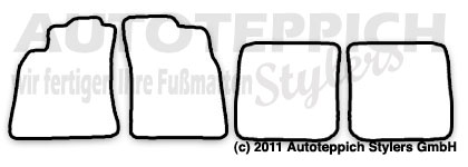 Das Schnittmuster für Fussmatten Mitsubishi EVO 7