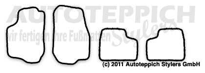 Das Schnittmuster für Fussmatten Opel Astra G Coupe 00-04