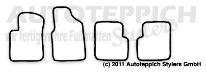 Das Schnittmuster für Fussmatten Ford Ka2 RU8_2008-2016