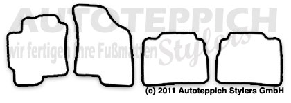 Das Schnittmuster für Fussmatten Hyundai Elantra XD 1.Gen._2000-2006