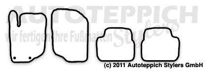 Das Schnittmuster für Fussmatten Peugeot 207+SW Halter FS 06-