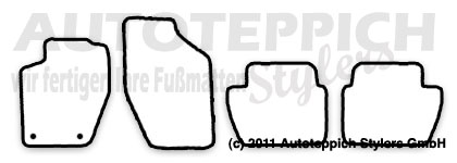 Das Schnittmuster für Fussmatten Peugeot 307SW Halter FS 02-08