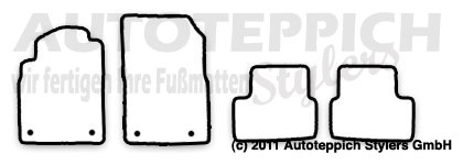 Das Schnittmuster für Fussmatten Opel Astrag J Halter 09-