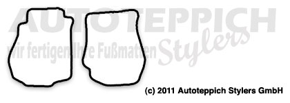 Das Schnittmuster für Fussmatten Nissan 350Z Z33 2tlg 03-10