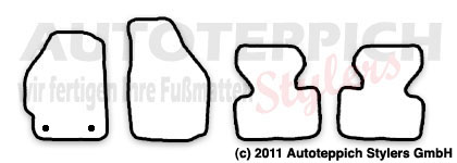 Das Schnittmuster für Fussmatten Fiat Punto2 SX_1999-2007