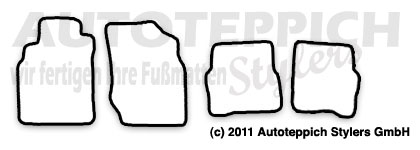 Das Schnittmuster für Fussmatten Nissan Almera N16 00-06