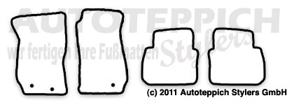 Das Schnittmuster für Fussmatten Saab 9-5_Limo_Halter_FSBS_98-05