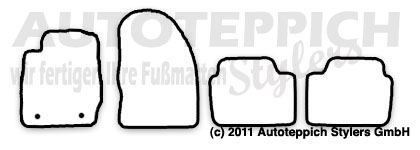 Das Schnittmuster für Fussmatten Ford Fiesta JA8 MK7 ohne St. Halter