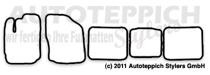Das Schnittmuster für Fussmatten Daihatsu Materia 5tlg._2006-2010
