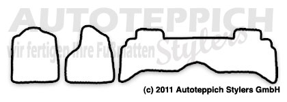 Das Schnittmuster für Fussmatten Dodge Ram 1500 3tlg._2002-2009