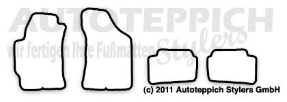 Das Schnittmuster für Fussmatten Hyundai Coupe GK_2002-2011