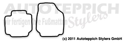 Das Schnittmuster für Fussmatten Nissan Micra K12  Cabrio 05-10