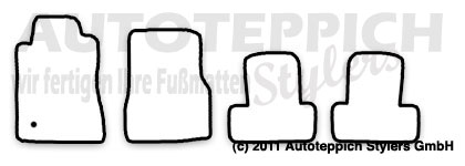 Das Schnittmuster für Fussmatten Ford Mustang5 GT350 GT500 1.Gen.