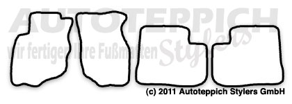 Das Schnittmuster für Fussmatten Mitsubishi Colt CJ0 96-04