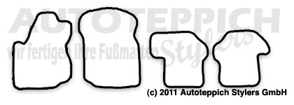 Das Schnittmuster für Fussmatten Ford Fiesta JAS JBS MK4_1995-1999