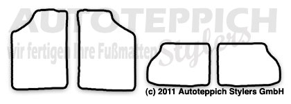 Das Schnittmuster für Fussmatten Ford Escort MK3 MK4_1980-1990