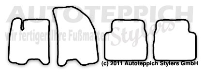 Das Schnittmuster für Fussmatten Chevrolet Daewoo Kalos FLH_2004-2007